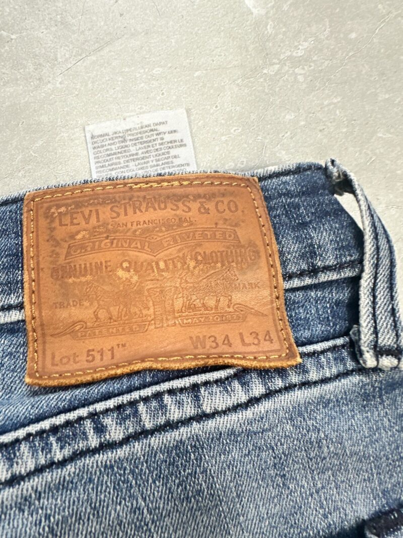 Levi's 511 Slim Fit Men's Jeans W34 L34 Light Blue Wash Denim Red Tab Zip Fly