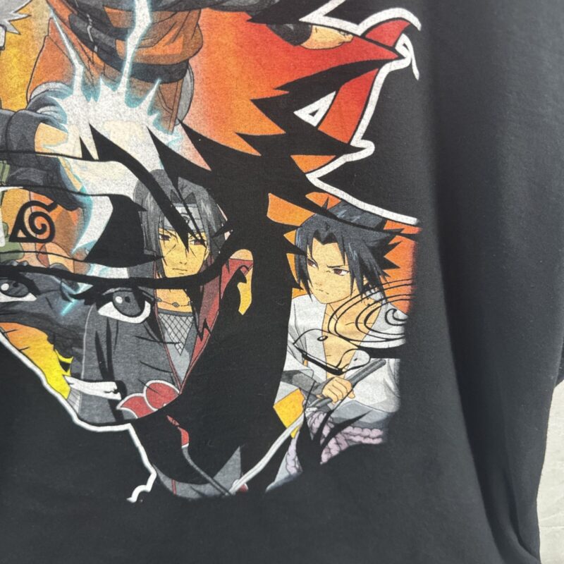 Naruto Shippuden Anime T-Shirt Black Graphic Tee XL Manga Character Top VIZ Medi