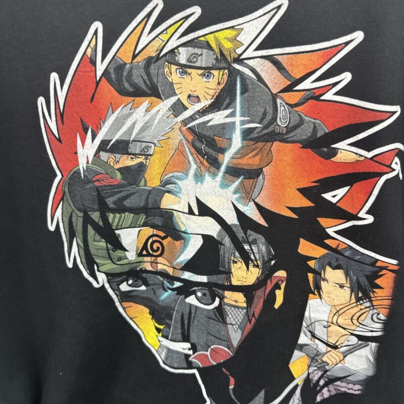 Naruto Shippuden Anime T-Shirt Black Graphic Tee XL Manga Character Top VIZ Medi